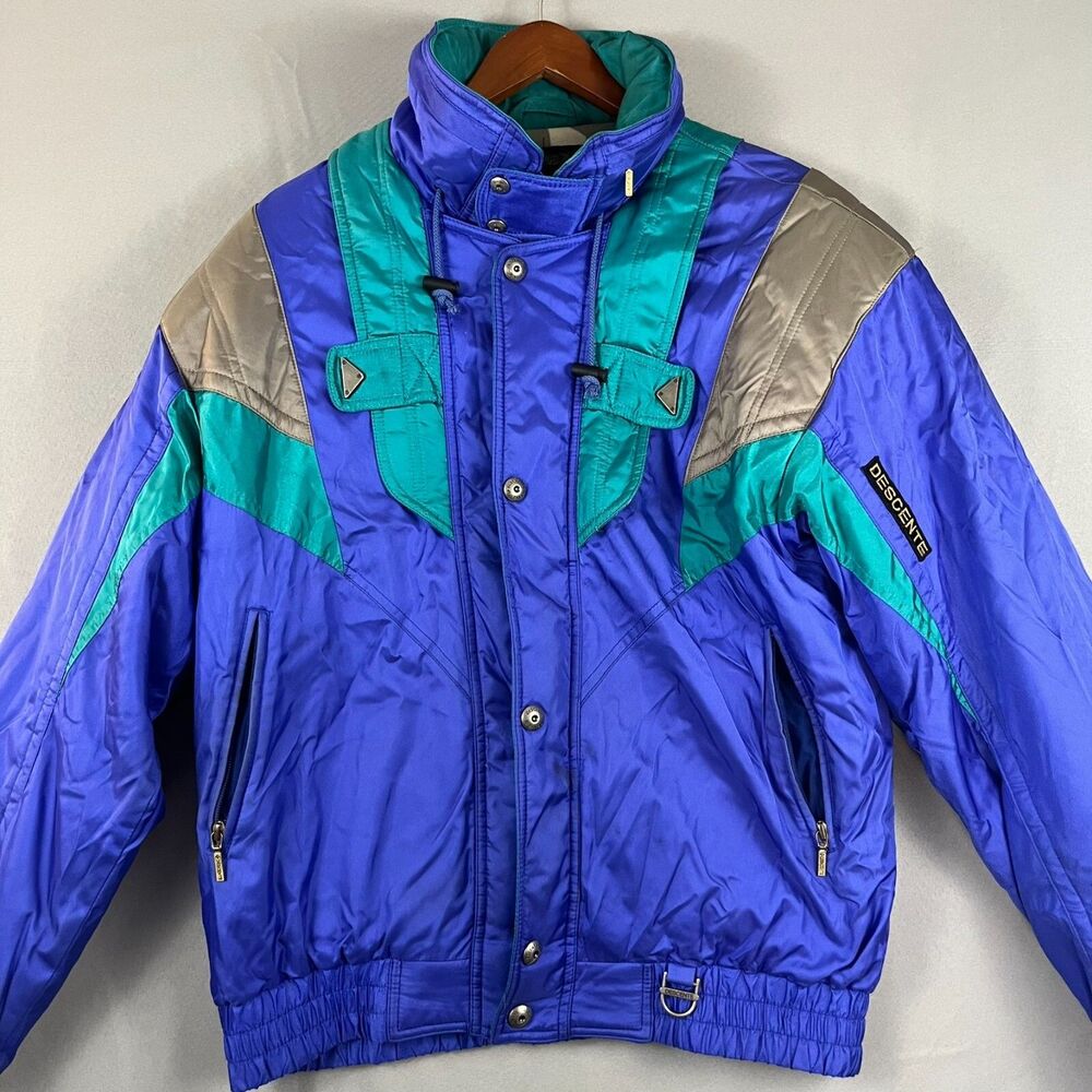 Vtg Descente Jacket ‎ Sz LG Blue Retro Ski Snowboarding Snow Outdoor Parka Coat